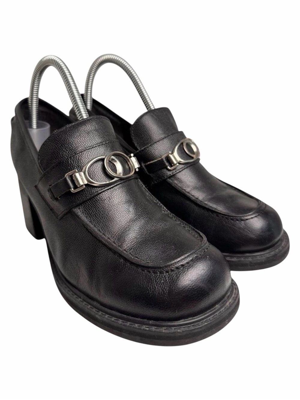 XAppeal Vintage Y2K Black Leather Platform Chunky Heel Loafers‎ 8.5 lol